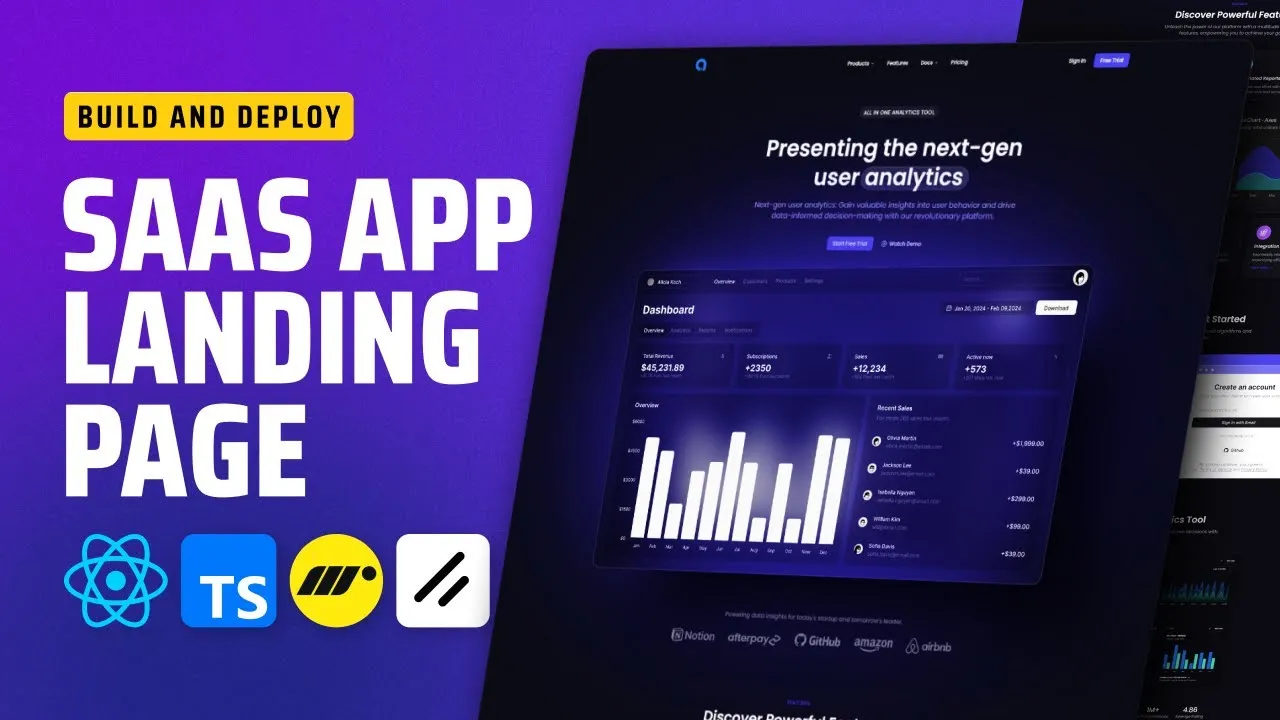 SaaS Landing Page with React Tailwind CSS